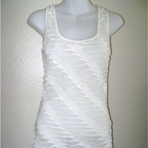 Cherish Women's Size Small Eggshell Distressed Tank Dress Lightweight Casual